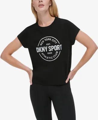 Dkny Sport Women's Medallion Logo Cropped T-Shirt