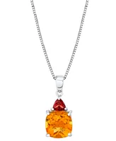 Citrine (3-3/4 ct. t.w.) & Garnet (1/2 ct. t.w.) 18" Pendant Necklace in Sterling Silver