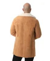 Furniq Uk Men's Sheepskin Trench Coat, Tan with White Curly Wool