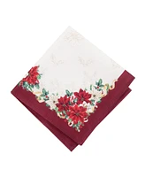 Elrene Poinsettia Garlands Engineered Napkins, Set of 4, 17" x 17"