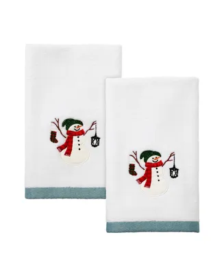 Avanti Snowman Park Cotton 2 Pack Fingertip Towel, 11" x 18"