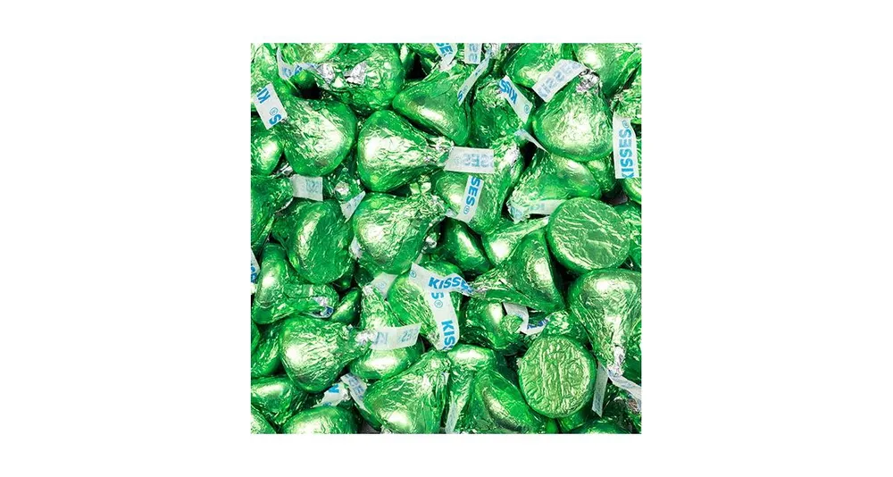 Just Candy Kiwi Green Hershey's Kisses Candy Milk Chocolates 90ct bag