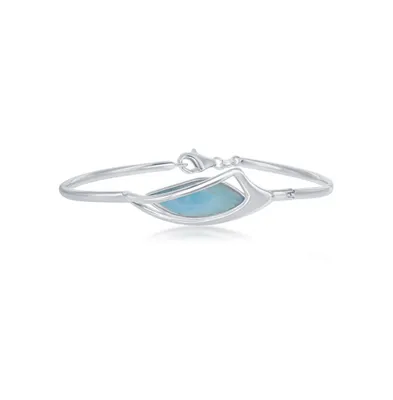 Sterling Silver Marquise Shaped Larimar Bangle