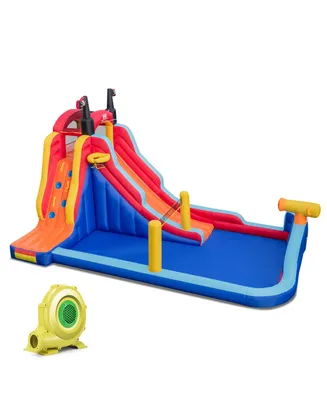 Inflatable Water Slide Park Pirate Theme Bouncer Playhouse Castle with 735W Blower - Assorted pre