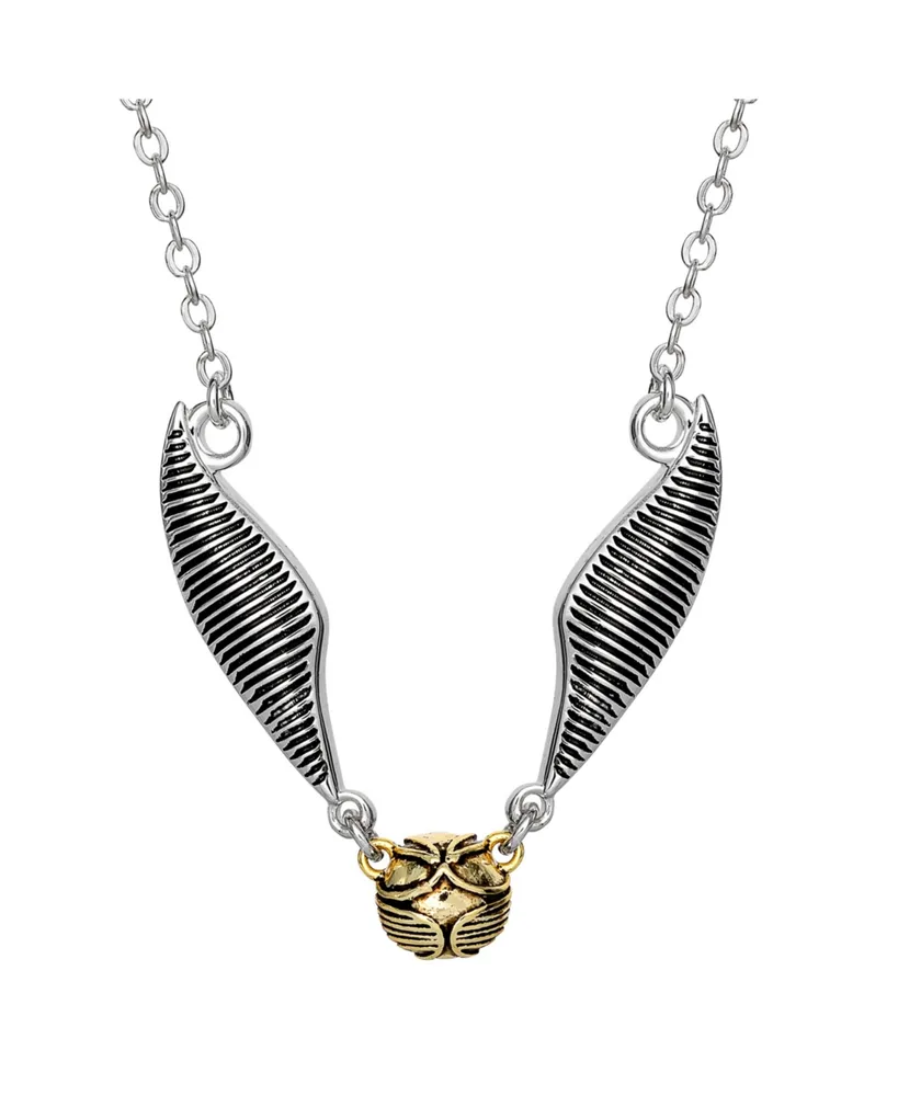Harry Potter Womens Silver Plated Quidditch Golden Snitch Necklace, 16 + 2''