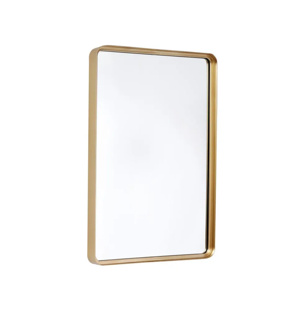 Merrick Lane Halstead Decorative Wall Mirror With Rounded Corners For Bathroom, Living Room, Entryway, Hangs Horizontal Or Vertical