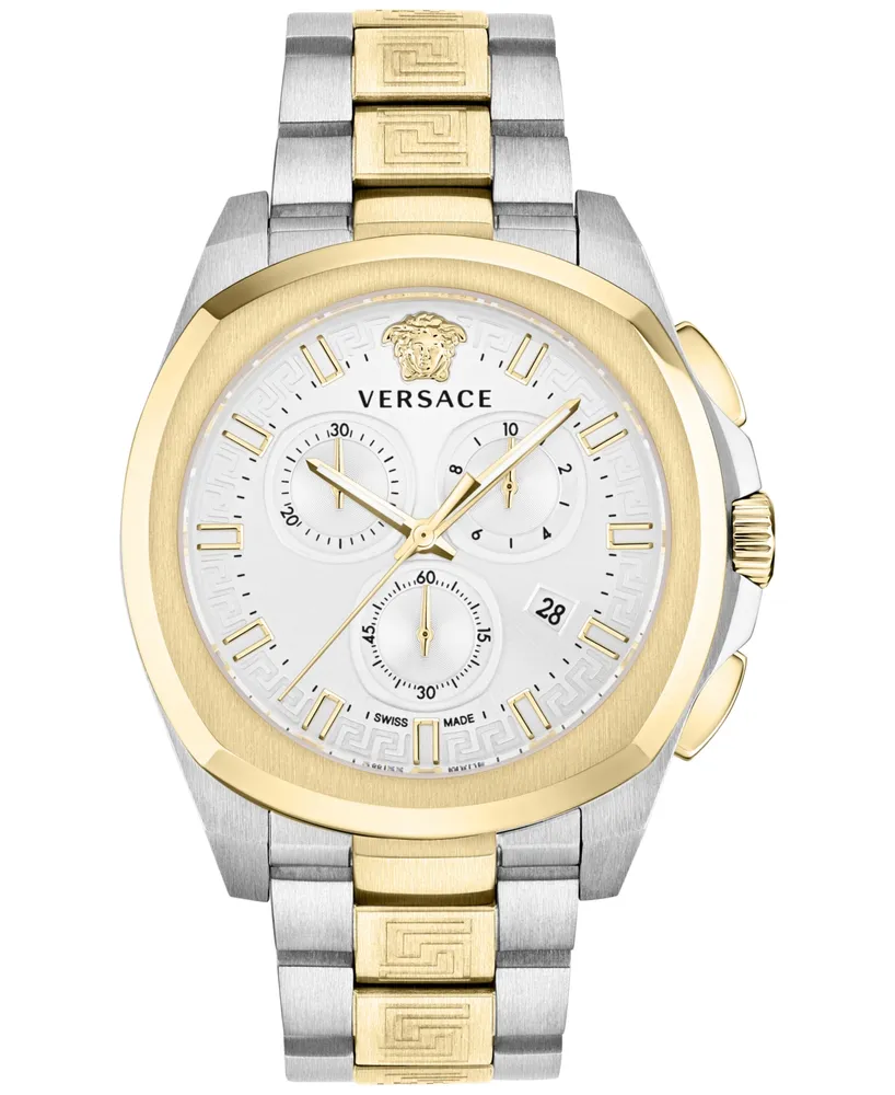 Versace Men's Swiss Chronograph Geo Two-Tone Stainless Steel Bracelet Watch 43mm