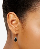 Onyx & Diamond Accent Oval Drop Earrings in Sterling Silver