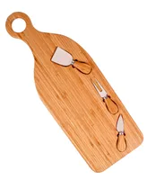 BergHOFF Bamboo 4 Piece Paddle Cheese Board Set with 3 Tools