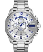 Diesel Men's Mega Chief Chronograph Silver-Tone Stainless Steel Watch 51mm