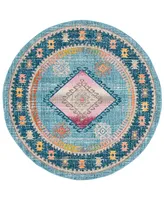 Safavieh Madison MAD305 Light Blue and Fuchsia 6'7" x 6'7" Round Area Rug