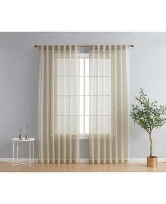 Hlc.me Lauren Semi Sheer Light Filtering Transparent Pocket Top & Back Tab Lightweight Window Curtains Drapery Panels Bedroom & Living Room