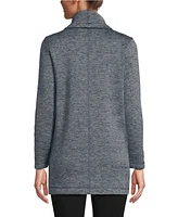 Lands' End Women's Sweater Fleece Tunic Cowl Neck Pullover