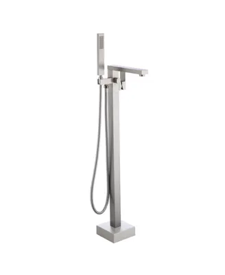 Simplie Fun Freestanding Bathtub Faucet Single Handle Bathtub Filler Faucet With Hand Shower Matte, Floor Mount