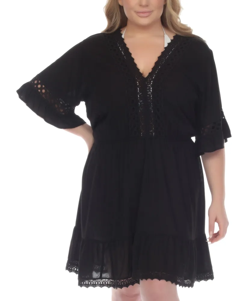 Raviya Plus Lace-Inset Mini Cover-Up Dress