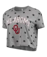 Women's Alternative Apparel Heathered Gray Oklahoma Sooners Headliner Stars Cropped Tri-Blend T-shirt