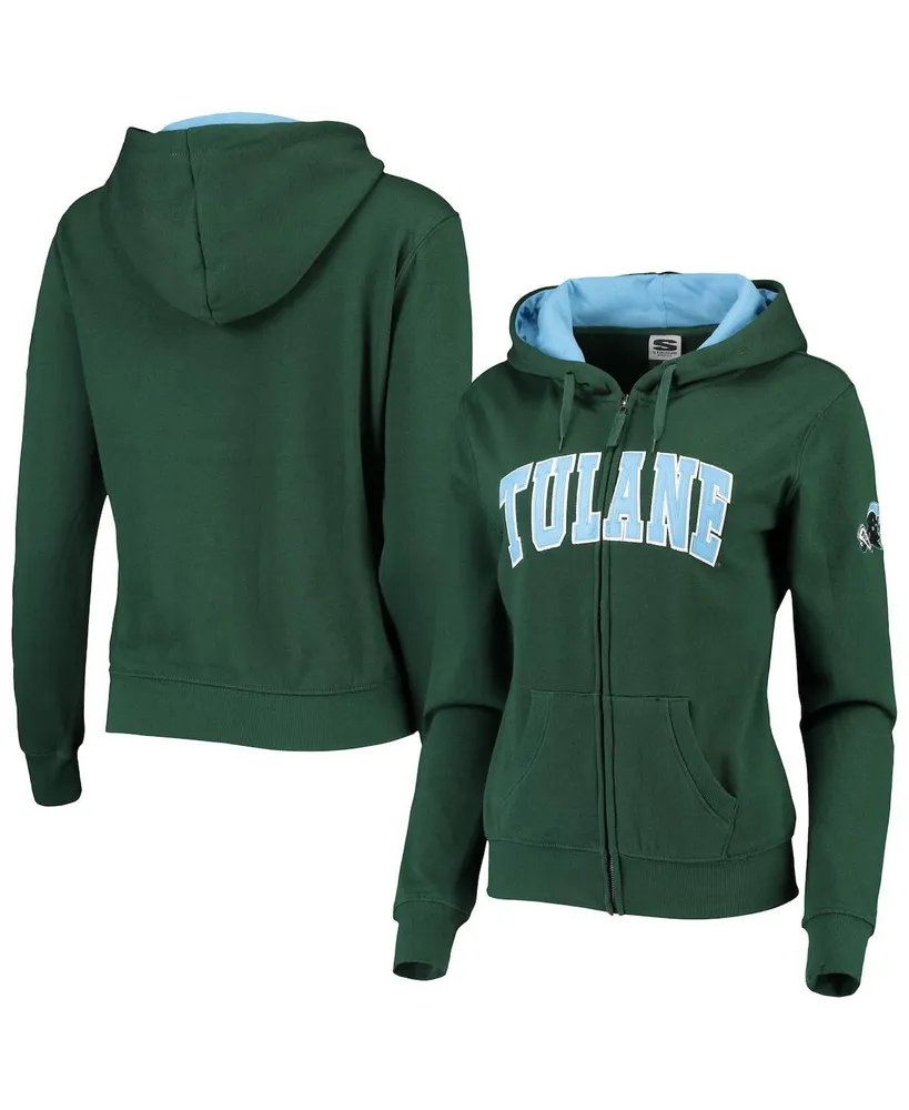 Women's Green Tulane Wave Arched Name Full-Zip Hoodie