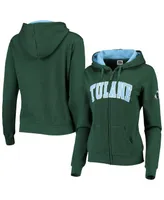 Women's Green Tulane Wave Arched Name Full-Zip Hoodie