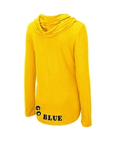 Women's Colosseum Maize Michigan Wolverines My Lover Lightweight Hooded Long Sleeve T-shirt