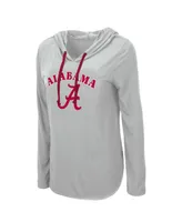 Women's Colosseum Heather Gray Alabama Crimson Tide My Lover Lightweight Hooded Long Sleeve T-shirt