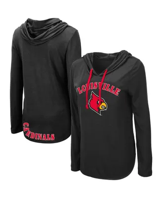 Women's Colosseum Black Louisville Cardinals My Lover Lightweight Hooded Long Sleeve T-shirt