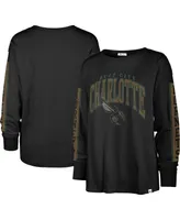 Women's '47 Brand Black Distressed Charlotte Hornets City Edition Soa Long Sleeve T-shirt