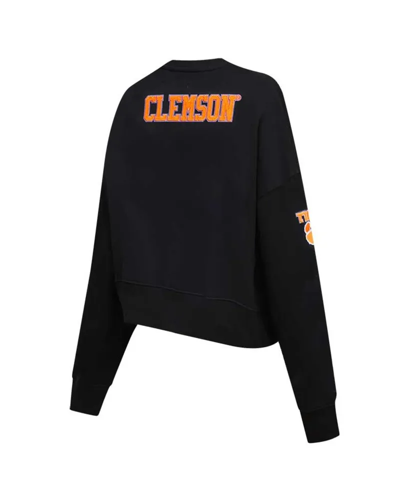 Women's Black Clemson Tigers Classic 3-Hit Pullover Sweatshirt