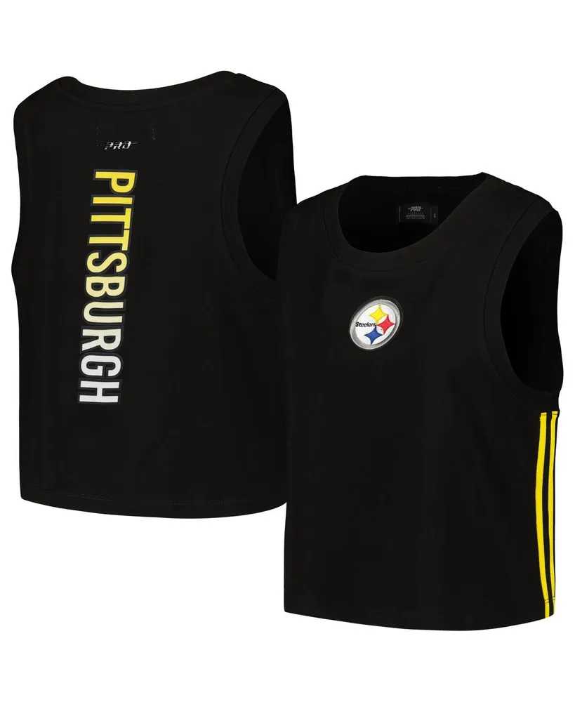 Women's Pro Standard Black Pittsburgh Steelers Ombre Wordmark Classic Cropped Tank Top