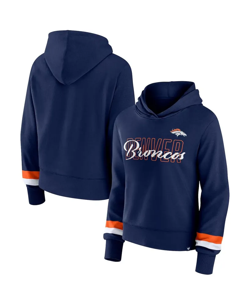 Women's Fanatics Navy Denver Broncos Over Under Pullover Hoodie