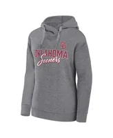 Women's Fanatics Heather Gray Oklahoma Sooners Script Favorite Pullover Hoodie