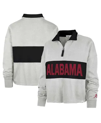 Women's '47 Brand Gray Alabama Crimson Tide Next Level Remi Cropped Quarter-Zip Sweatshirt