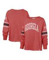 Women's '47 Brand Red Distressed Georgia Bulldogs Allie Modest Raglan Long Sleeve Cropped T-shirt