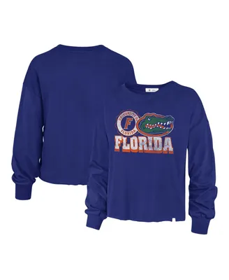 Women's '47 Brand Royal Distressed Florida Gators Bottom Line Parkway Long Sleeve T-shirt