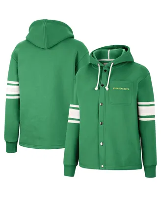 Women's Colosseum Green Oregon Ducks Mia Striped Full-Snap Hoodie Jacket