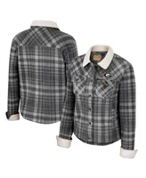 Women's Colosseum x Wrangler Charcoal Georgia Bulldogs Plaid Polar Fleece Button-Up Jacket