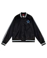 Women's Mitchell & Ness Black Distressed Dallas Cowboys Raglan Satin Full-Snap Jacket