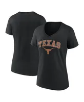 Women's Fanatics Black Texas Longhorns Evergreen Campus V-Neck T-shirt