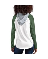 Women's G-iii 4Her by Carl Banks White, Green Michigan State Spartans From the Sideline Raglan Long Sleeve Hoodie T-shirt