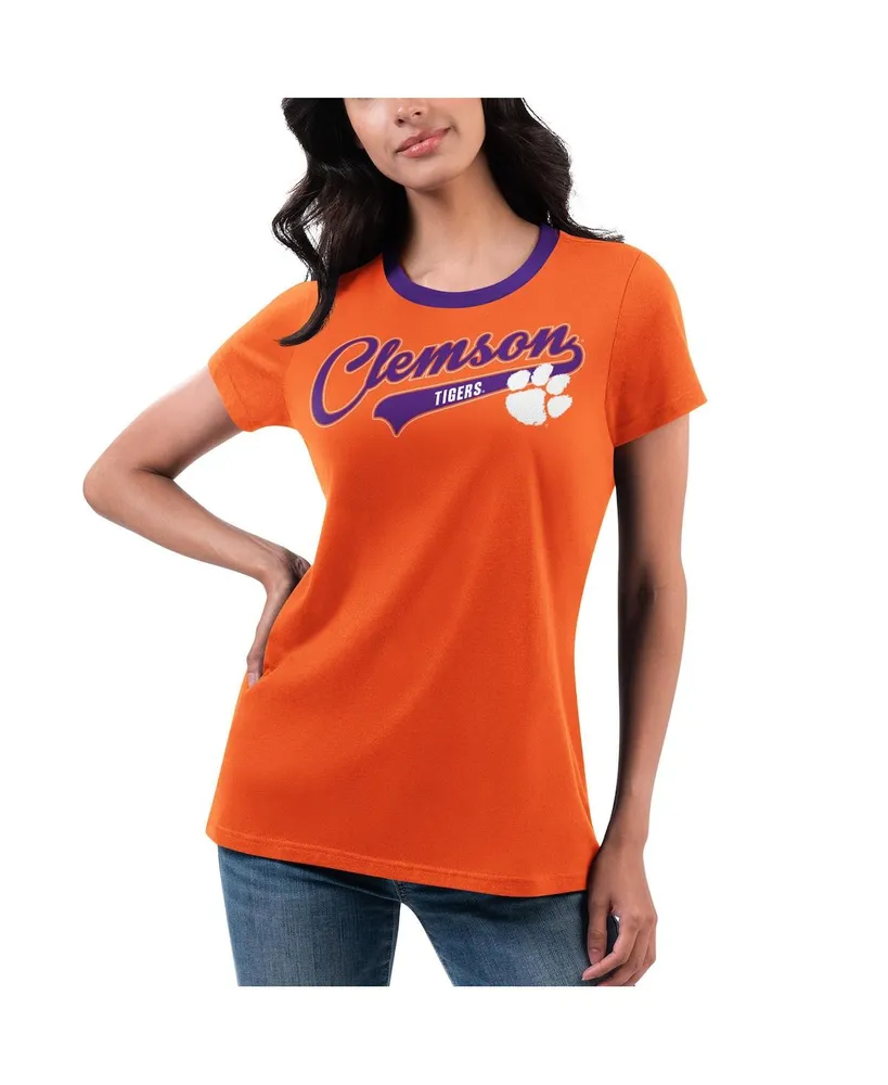 Women's G-iii 4Her by Carl Banks Orange Clemson Tigers Recruit Ringer T-shirt