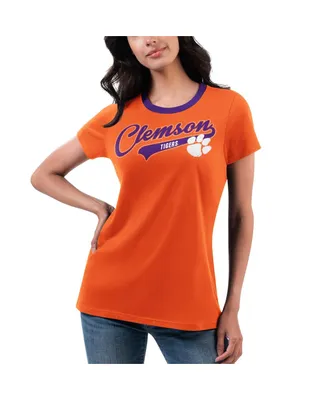 Women's G-iii 4Her by Carl Banks Orange Clemson Tigers Recruit Ringer T-shirt