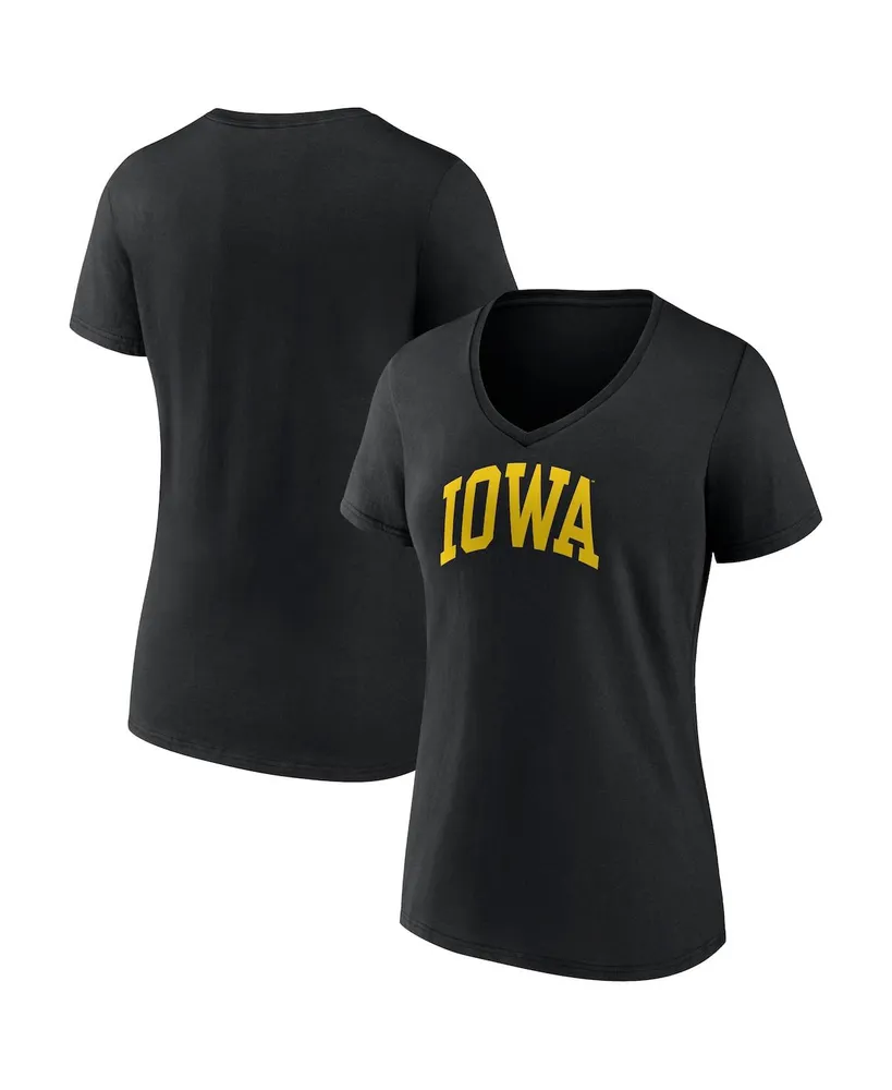 Women's Fanatics Black Iowa Hawkeyes Basic Arch V-Neck T-shirt