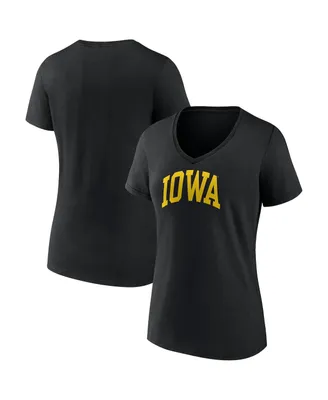 Women's Fanatics Black Iowa Hawkeyes Basic Arch V-Neck T-shirt