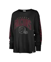 Women's '47 Brand Black Distressed Atlanta Falcons Tom Cat Long Sleeve T-shirt