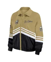 Women's Wear by Erin Andrews Gold Distressed New Orleans Saints Vintage-Like Throwback Windbreaker Full-Zip Jacket