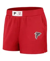 Women's Wear by Erin Andrews Red Distressed Atlanta Falcons Waffle Knit Long Sleeve T-shirt and Shorts Lounge Set