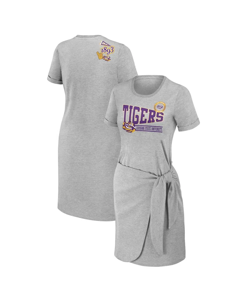 Women's Wear by Erin Andrews Heather Gray Lsu Tigers Knotted T-shirt Dress