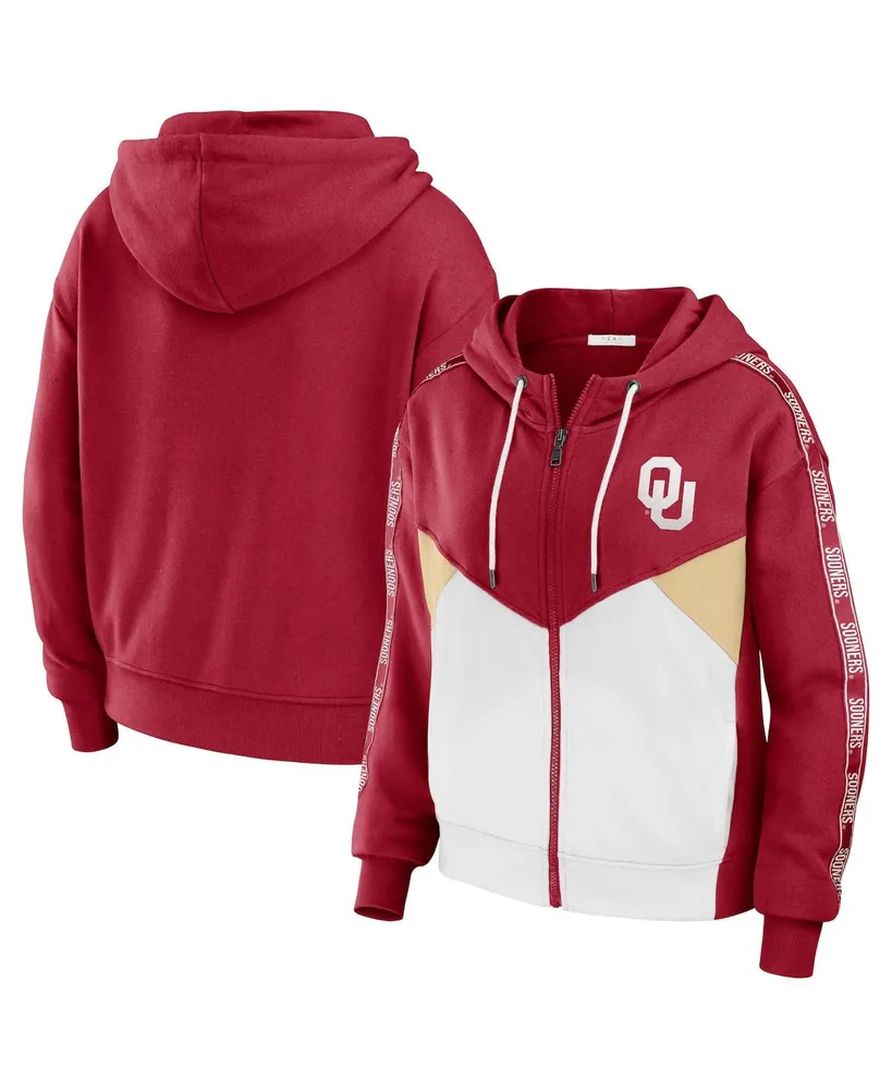 Women's Wear by Erin Andrews Crimson Oklahoma Sooners Colorblock Full-Zip Hoodie Jacket