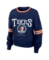 Women's Wear by Erin Andrews Navy Distressed Auburn Tigers Vintage-Like Pullover Sweatshirt