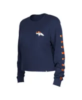 Women's New Era Navy Denver Broncos Thermal Crop Long Sleeve T-shirt