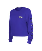 Women's New Era Purple Baltimore Ravens Thermal Crop Long Sleeve T-shirt